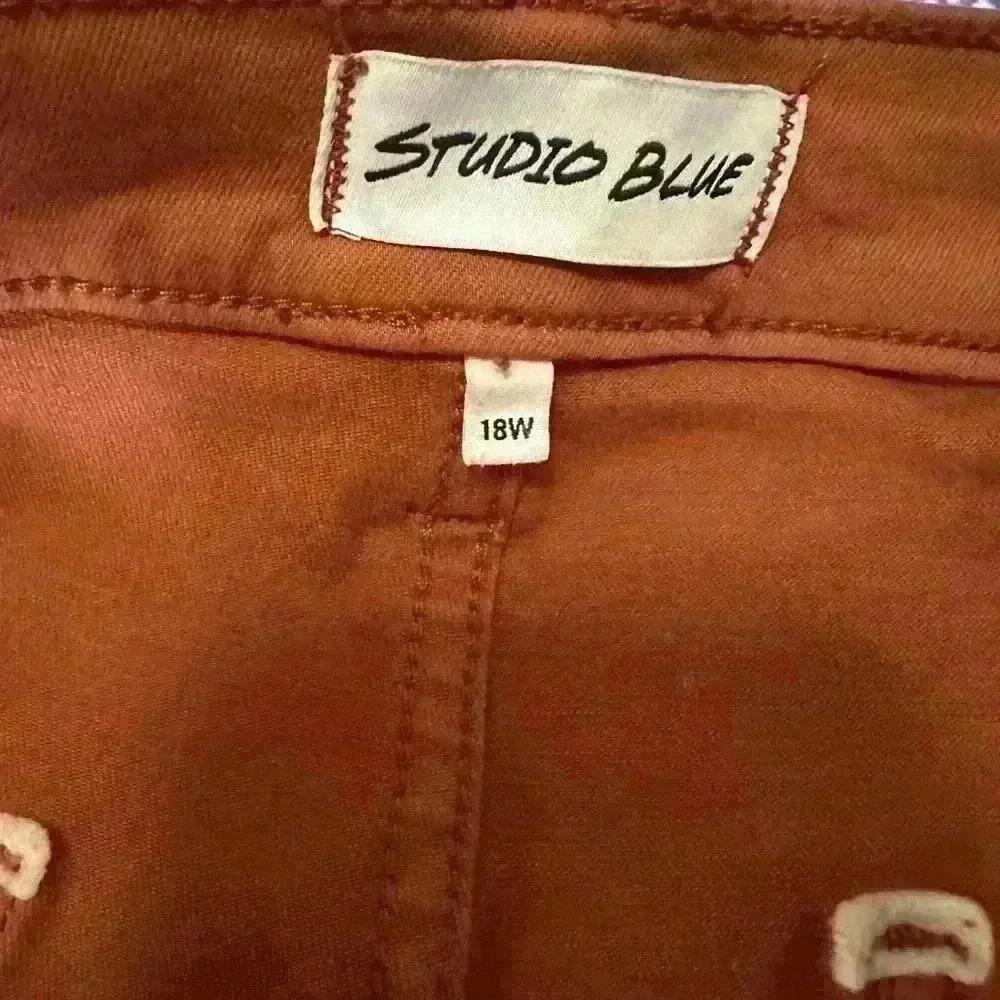 Studio Blue Rust Orange Crop Ankle Pants Size 18W - Picture 6 of 9